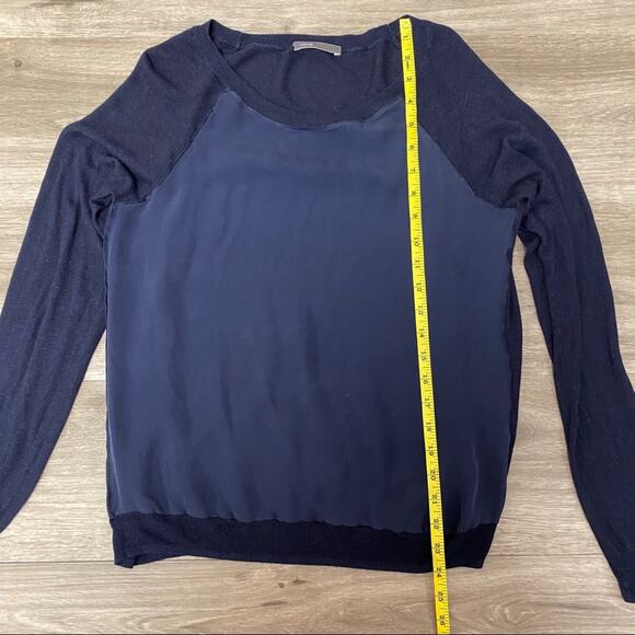 Vince Sweater Panel Mix Media Navy Blue Size S - Picture 6 of 6